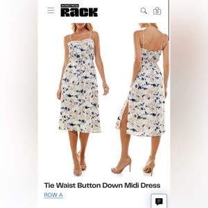 White and Blue Floral Midi Dress